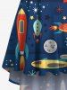 Plus Size Colorful Rocket Moon Star Planet Galaxy Print Hawaii High Low Asymmetric Cami Dress -  
