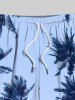 Plus Size Coconut Tree Ombre Sky Print Hawaii Drawstring Beach Shorts For Men -  