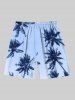 Plus Size Coconut Tree Ombre Sky Print Hawaii Drawstring Beach Shorts For Men -  