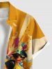 Plus Size Cool Duck Feather Sea Waves Print Hawaii Button Pocket Shirt For Men -  
