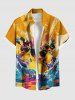 Plus Size Cool Duck Feather Sea Waves Print Hawaii Button Pocket Shirt For Men -  