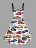 Plus Size Colorful Car Coconut Tree Print Hawaii A Line Tank Dress -  