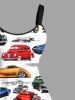 Plus Size Colorful Car Coconut Tree Print Hawaii A Line Tank Dress -  