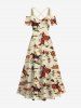 Plus Size Horse Rider Print Hawaii Western Cowboy Style Cold Shoulder Crisscross Strappy A Line Maxi Dress -  