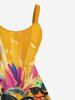 Plus Size Cool Duck Feather Sea Waves Print Hawaii A Line Tank Dress -  