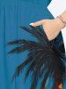 Plus Size Coconut Tree Cloud Sky Beach Car Print Hawaii Split Pocket A Line Midi Dress -  