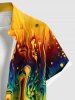 Plus Size Colorful Ombre Flowing Liquid Print Hawaii Button Pocket Shirt For Men -  