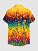 Plus Size Colorful Ombre Flowing Liquid Print Hawaii Button Pocket Shirt For Men -  