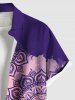 Plus Size Ethnic Floral Graphic Print Hawaii Button Pocket Shirt For Men -  