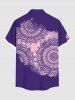 Plus Size Ethnic Floral Graphic Print Hawaii Button Pocket Shirt For Men -  
