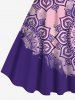 Plus Size Ethnic Floral Graphic Print Hawaii A Line Tank Dress -  