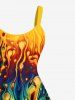 Plus Size Colorful Ombre Flowing Liquid Print Hawaii A Line Tank Dress -  