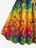Plus Size Colorful Ombre Flowing Liquid Print Hawaii A Line Tank Dress -  