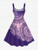 Plus Size Ethnic Floral Graphic Print Hawaii A Line Tank Dress -  