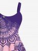 Plus Size Ethnic Floral Graphic Print Hawaii A Line Tank Dress -  
