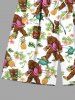 Plus Size Coconut Tree Tropical Leaves Floral Pineapple Gorillas Turtle Mask Print Hawaii Drawstring Beach Shorts For Men -  