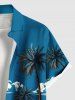 Plus Size Coconut Tree Cloud Sky Beach Car Print Hawaii Button Pocket Shirt For Men -  