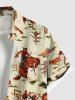 Plus Size Horse Rider Print Hawaii Western Cowboy Style Button Pocket Shirt For Men -  