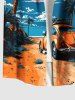 Plus Size Coconut Tree Cloud Sky Beach Car Print Hawaii Button Pocket Shirt For Men -  