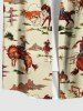 Plus Size Horse Rider Print Hawaii Western Cowboy Style Button Pocket Shirt For Men -  