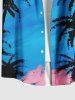 Plus Size Coconut Tree Spotted Print Hawaii Button Pocket Shirt For Men -  