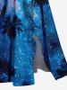 Plus Size Coconut Tree Glitter Ombre Galaxy Print Hawaii Split Pocket A Line Midi Dress -  