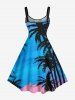 Plus Size Coconut Tree Spotted Print Hawaii A Line Tank Dress -  