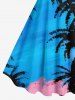 Robe Ligne A Palmier et Noix de Coco Imprimé de Grande Taille - Bleu 5X