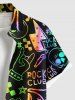 Plus Size Colorful Ombre Skull Guitar Star Letters Music Symbol Print Hawaii Rock and Roll Shirt For Men -  