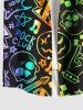 Plus Size Colorful Ombre Skull Guitar Star Letters Music Symbol Print Hawaii Rock and Roll Shirt For Men -  