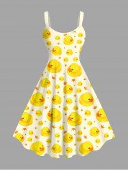 Plus Size Ducks Crown Star Print Hawaii Tank Dress -  