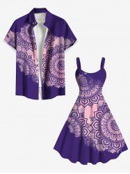 Ethnic Floral Graphic Print Plus Size Matching Outfit For Couples -  