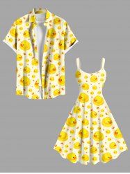 Costume de Plage Grande Taille pour Couples en Forme de Couronne Alimentaire - Jaune 