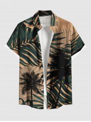 Chemise Imprimé Cocotier et Feuille Tropicale à Boutons Grande Taille avec Poche pour Homme - Abricot 3XL