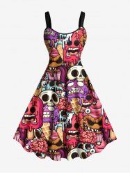 Plus Size Skulls Brain Ice Cream Print Hawaii Tank Dress -  