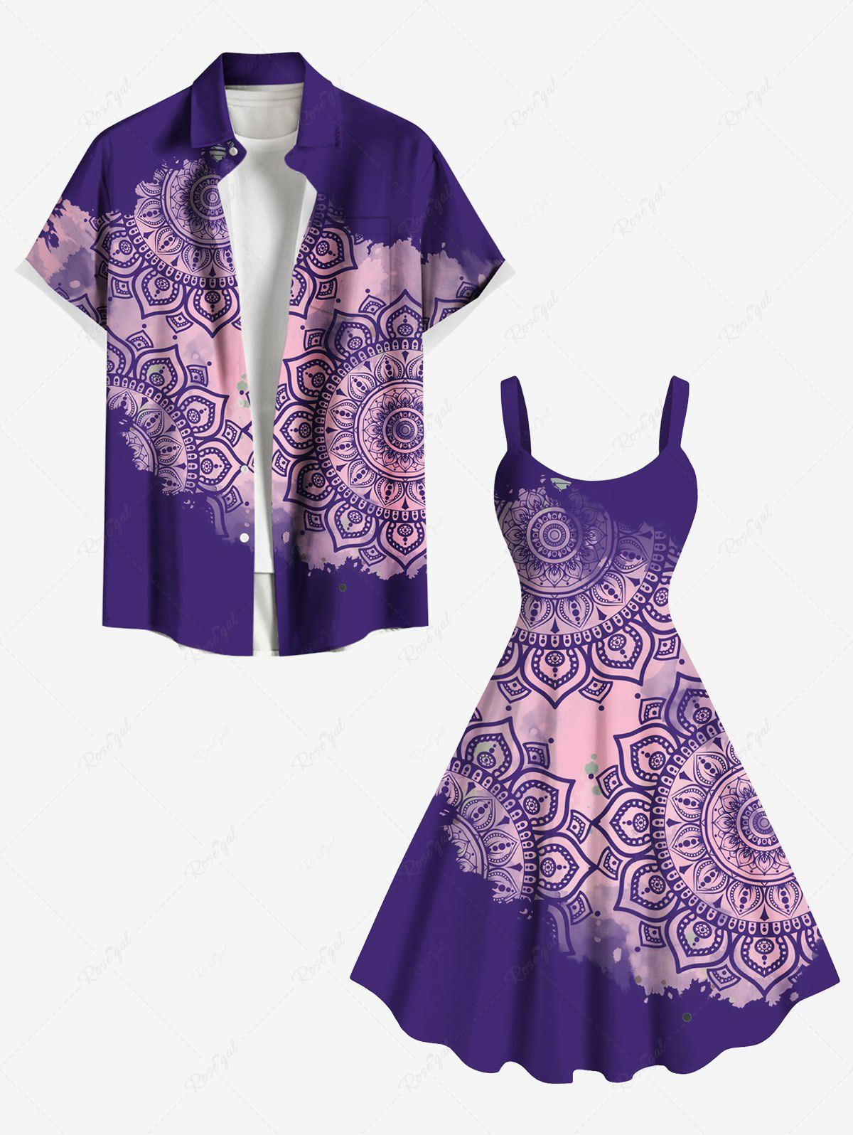 Buy Ethnic Floral Graphic Print Plus Size Matching Outfit For Couples  