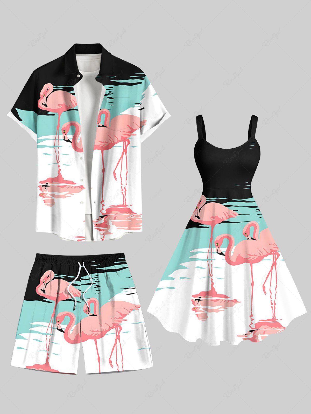 Outfit Flamingo Lake Print Plus Size Matching Hawaii Beach Outfit For Couples  