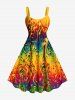 Colorful Ombre Flowing Liquid Print Plus Size Matching Hawaii Beach Outfit For Couples -  