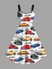 Colorful Car Coconut Tree Print Plus Size Matching Hawaii Beach Outfit For Couples -  