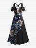 Tenue de Plage pour Couples en Mousseline de Soie et Brillante à Imprimé Etoiles Brillantes Grande-Taille - Noir 