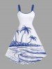Coconut Tree Sea Hand-painted Print Plus Size Matching Hawaii Beach Outfit For Couples -  