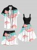 Plus Size Flamingo Sea Print Hawaii Drawstring Beach Shorts For Men -  