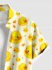 Plus Size Ducks Crown Star Print Buttons Pocket Hawaii Shirt For Men -  