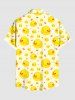 Plus Size Ducks Crown Star Print Buttons Pocket Hawaii Shirt For Men - Jaune 2XL
