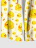 Plus Size Ducks Crown Star Print Buttons Pocket Hawaii Shirt For Men - Jaune 2XL