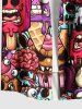 Plus Size Skulls Brain Ice Cream Print Buttons Pocket Hawaii Shirt For Men -  