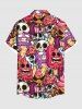 Chemise Grande Taille Imprimé Cerveau dans le Glace avec Poche et Inscription Brain L'Eau pour Homme - Rouge 3XL