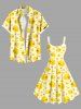 Plus Size Ducks Crown Star Print Hawaii Tank Dress -  