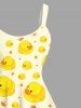 Plus Size Ducks Crown Star Print Hawaii Tank Dress -  