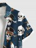 Plus Size Cruise Pirate Skulls Sailboat Print Buttons Pocket Hawaii Shirt For Men -  